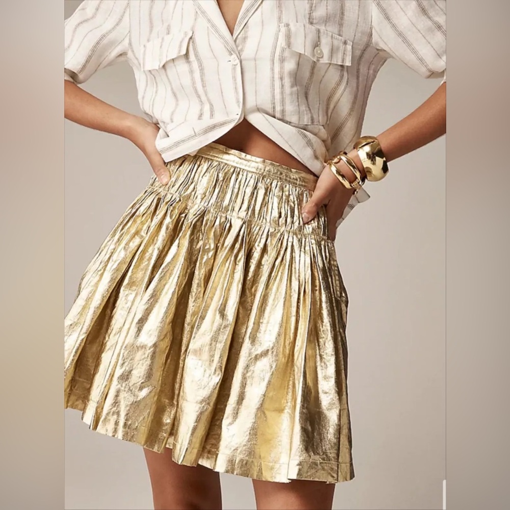 J. Crew Metallic Gold Mini Skirt